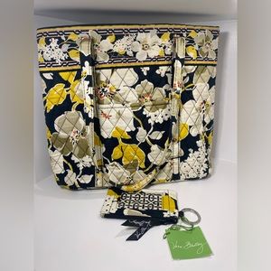 Vera Bradley Tote and Wallet w tag in discontinued Yellow and Black Dogwood